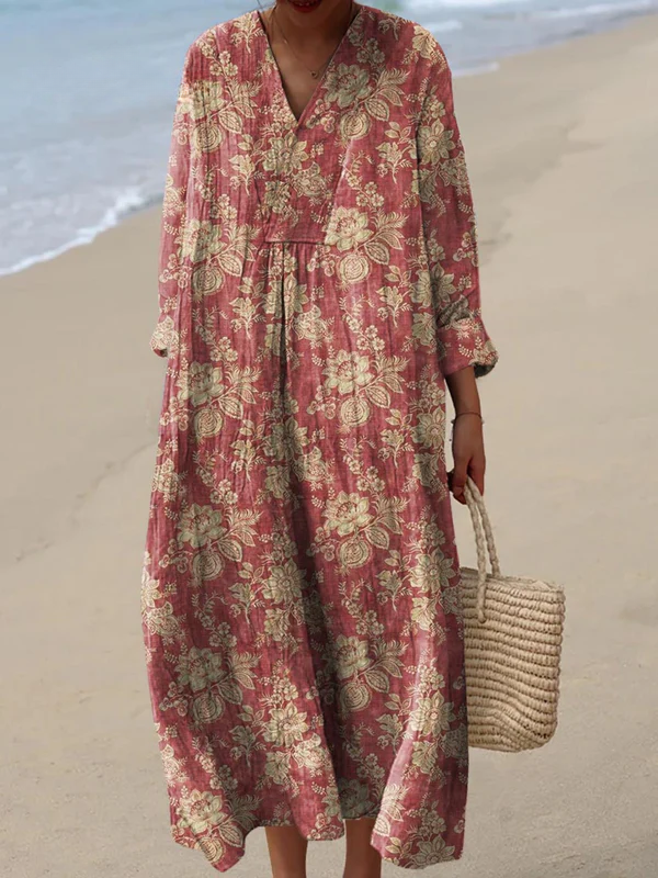 Women's Vintage Lovely Floral Art Print Dress