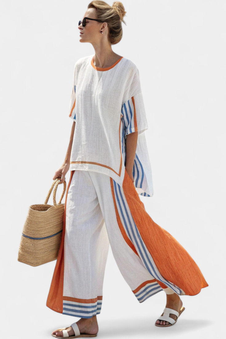 Marina | Elegant striped linen set