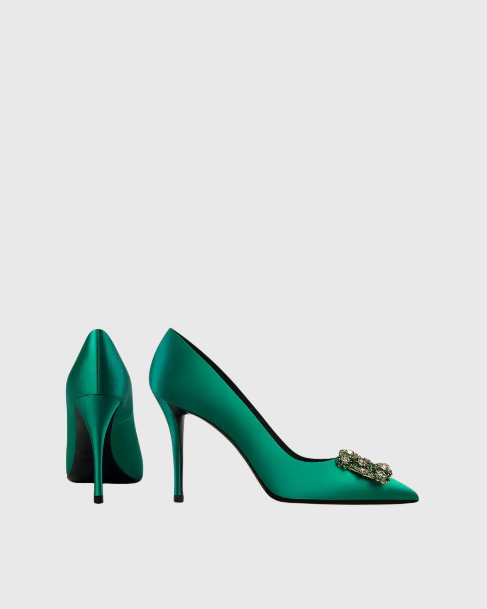 Sadah Rhinestone Buckle Pumps In Green
