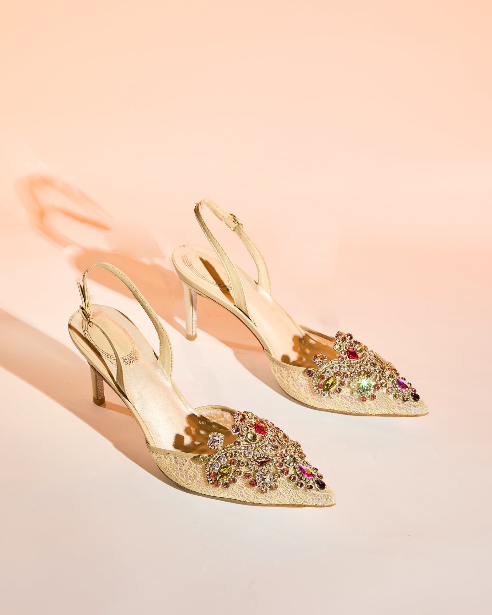 Sadb Diamond Embroidery Slingback Pumps In Nude