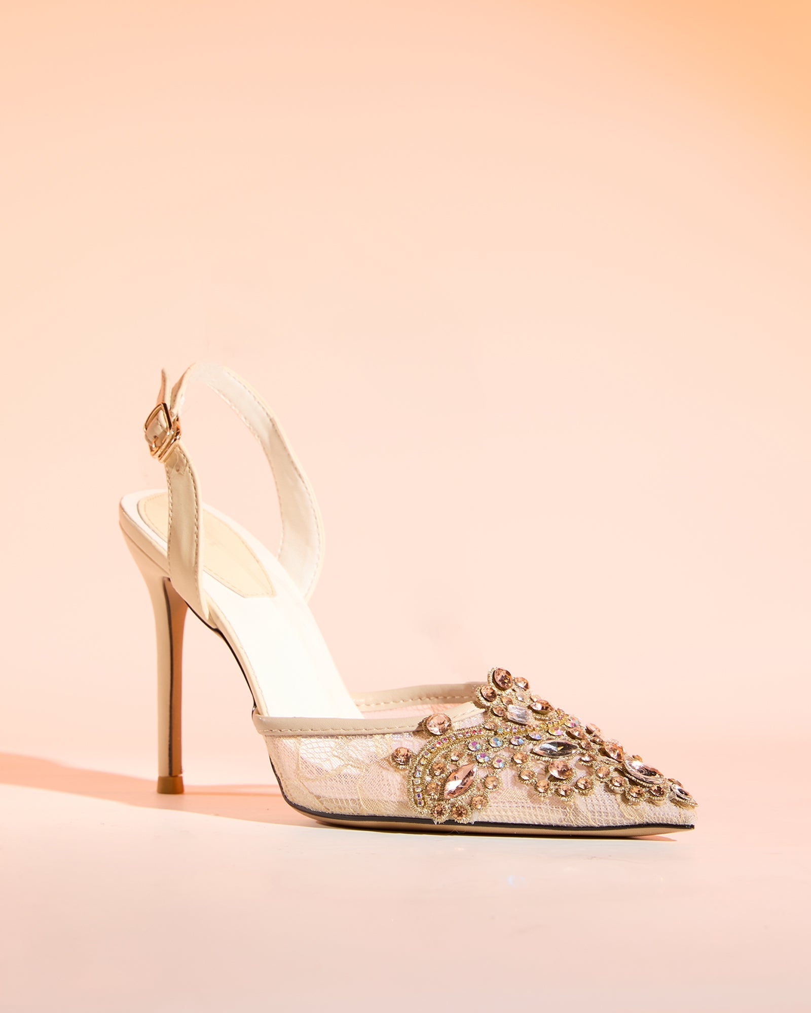 Sadb Diamond Embroidery Pumps In Apricot