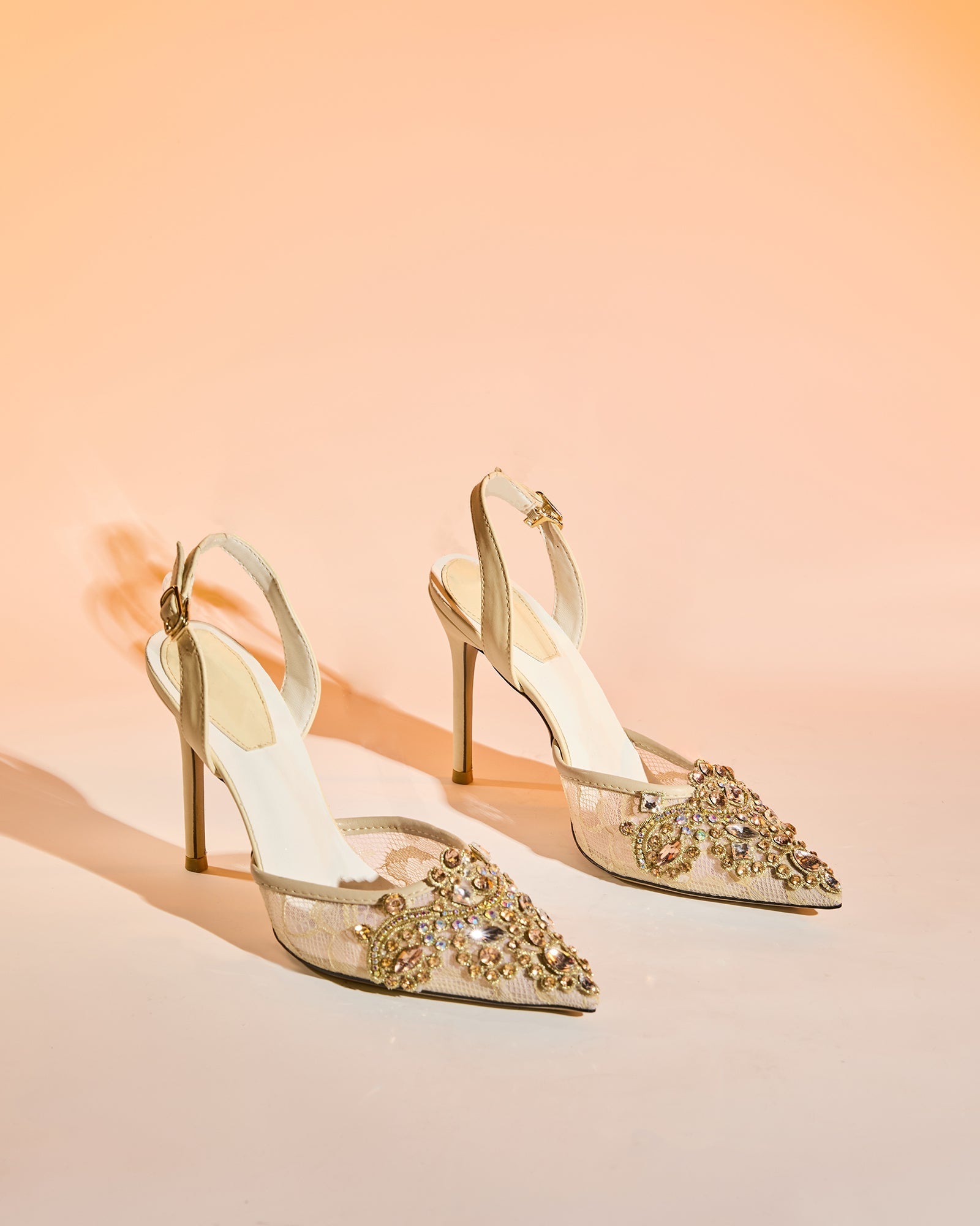 Sadb Diamond Embroidery Pumps In Apricot