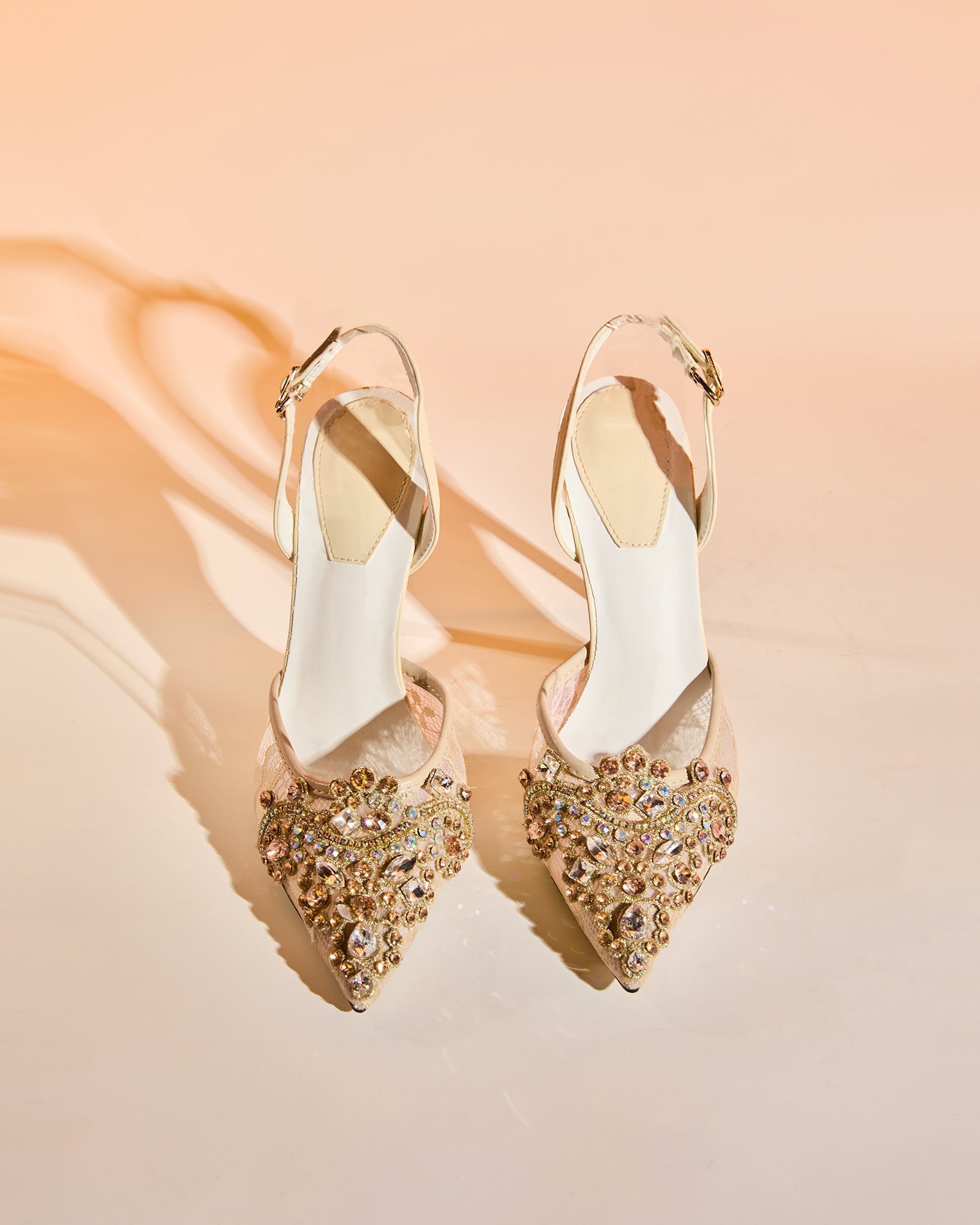 Sadb Diamond Embroidery Pumps In Apricot