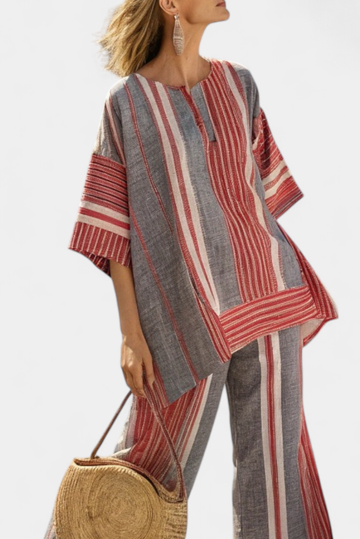 Bravine | Elegant Coral Linen Set