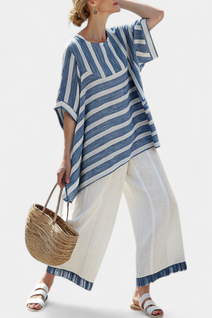 Corvelle | Blue Stripe Linen Set