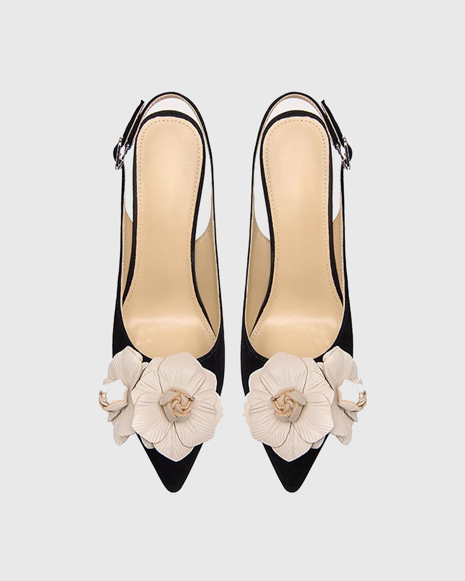 Yasmin Twin Flower Velvet Slingback Pumps